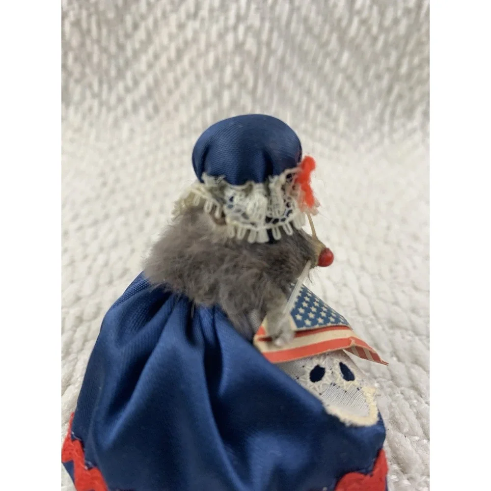 Original Toy Fur Mouse Betsy Ross Blue Red Patriotic Flag West Germany Miniature